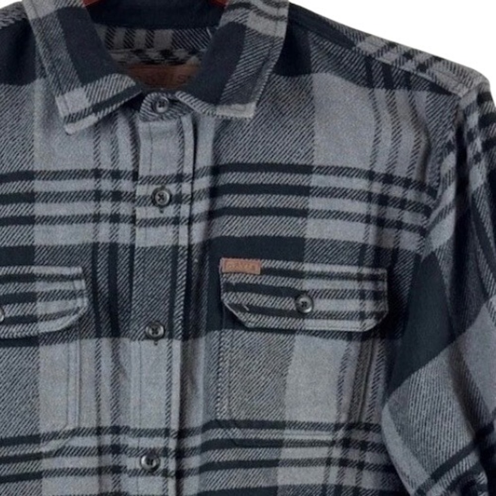 Orvis Flannel Shirt Mens XL Gray Black Plaid Long Sleeve Button Up Outdoor